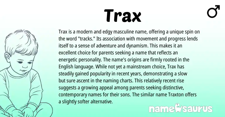 Infographic about Trax name meaning, Trax is a name from Other origin(s).