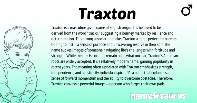 Infographic about Traxton name meaning, Traxton is a name from English origin(s).