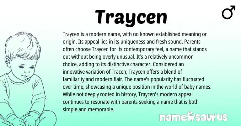 Infographic about Traycen name meaning, Traycen is a name from American origin(s).