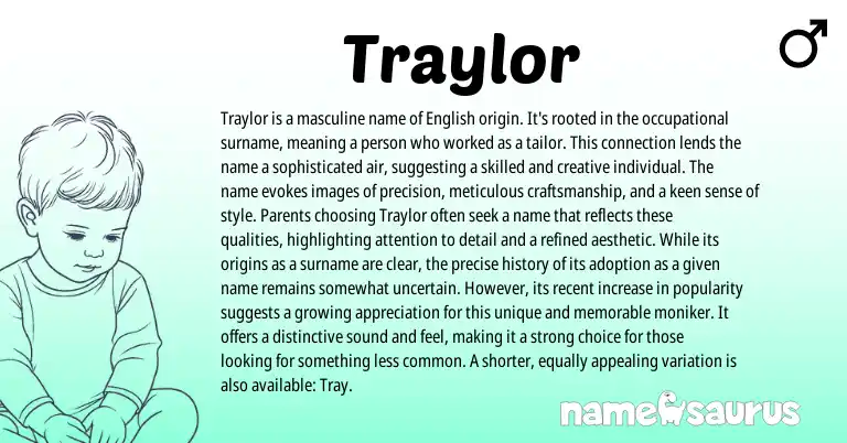 Infographic about Traylor name meaning, Traylor is a name from English origin(s).