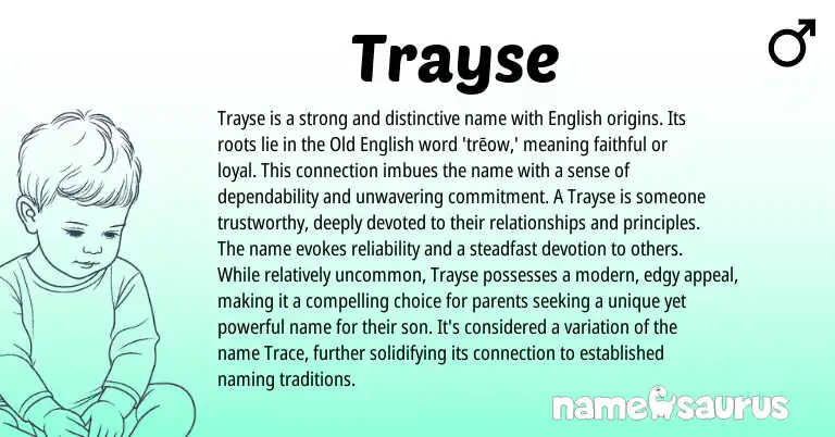 Infographic about Trayse name meaning, Trayse is a name from English origin(s).