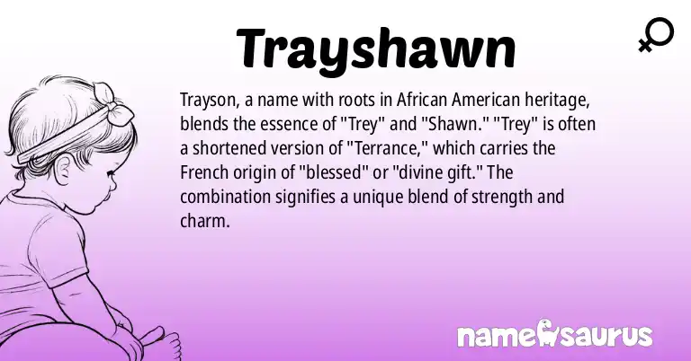 Infographic about Trayshawn name meaning, Trayshawn is a name from African American origin(s).