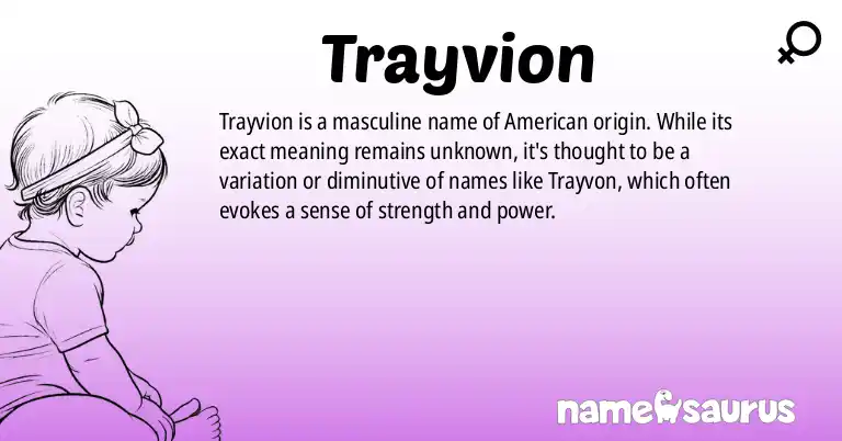 Infographic about Trayvion name meaning, Trayvion is a name from American origin(s).
