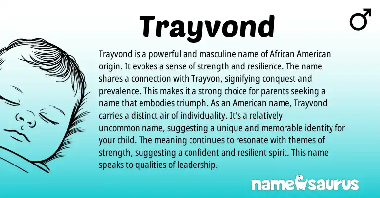 Infographic about Trayvond name meaning, Trayvond is a name from African, American origin(s).