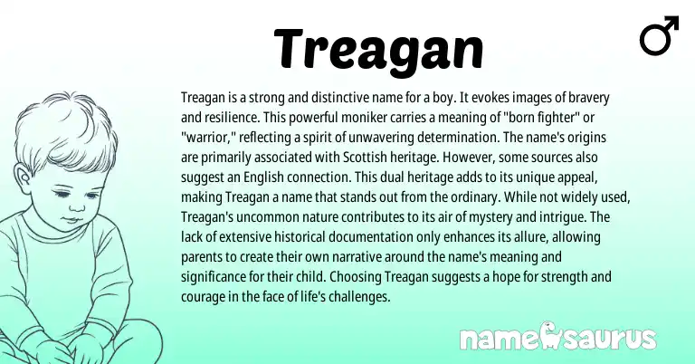 Infographic about Treagan name meaning, Treagan is a name from Scottish origin(s).