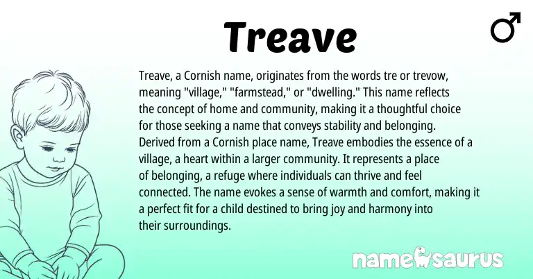 Infographic about Treave name meaning, Treave is a name from Cornish origin(s).