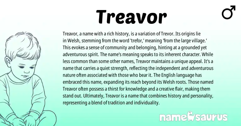 Infographic about Treavor name meaning, Treavor is a name from Welsh origin(s).