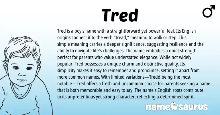 Infographic about Tred name meaning, Tred is a name from English origin(s).
