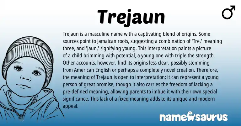 Infographic about Trejaun name meaning, Trejaun is a name from Jamaican, American origin(s).