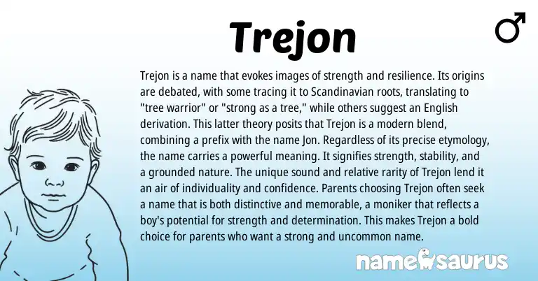 Infographic about Trejon name meaning, Trejon is a name from Scandinavian origin(s).