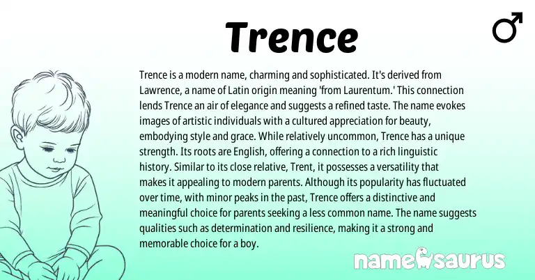 Infographic about Trence name meaning, Trence is a name from Latin origin(s).