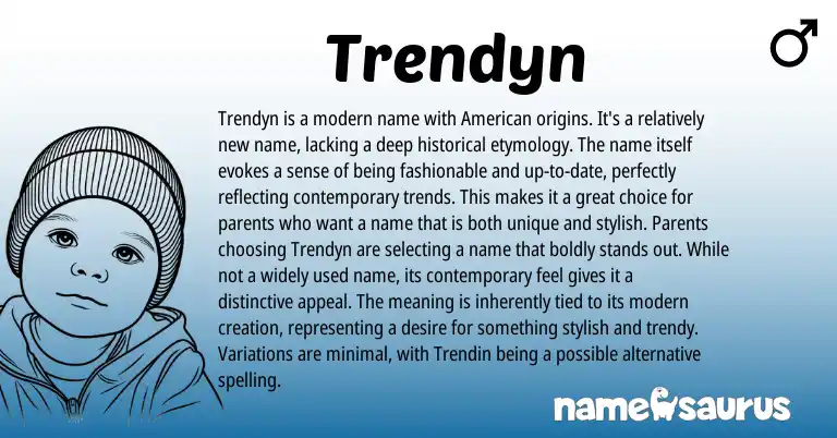 Infographic about Trendyn name meaning, Trendyn is a name from English, American origin(s).