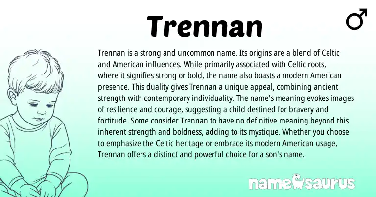 Infographic about Trennan name meaning, Trennan is a name from Celtic, Irish origin(s).