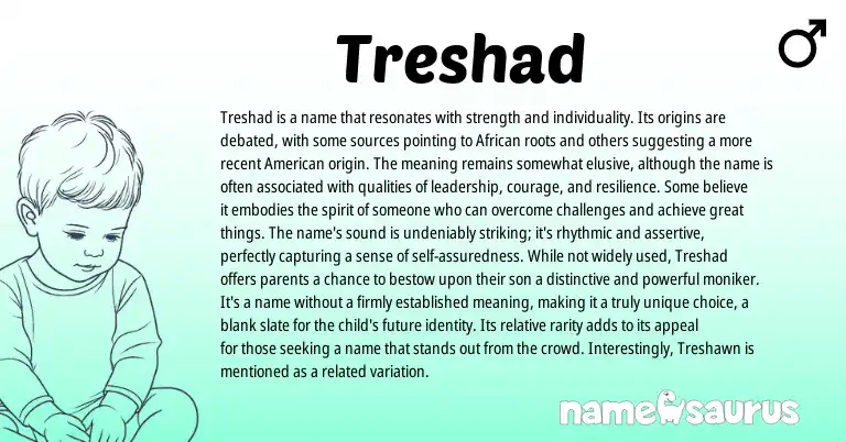Infographic about Treshad name meaning, Treshad is a name from African origin(s).