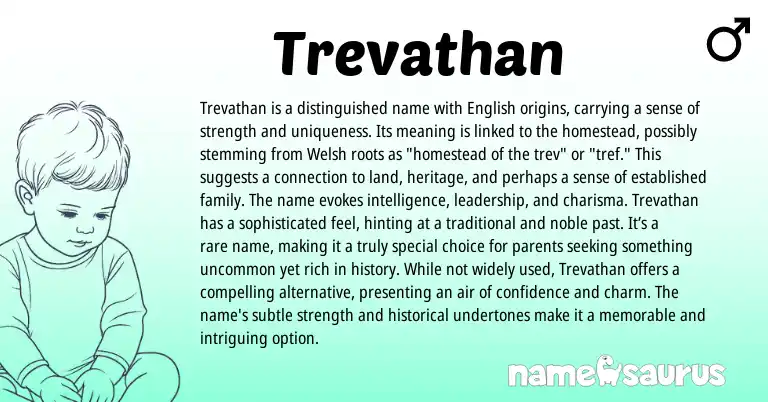 Infographic about Trevathan name meaning, Trevathan is a name from English origin(s).