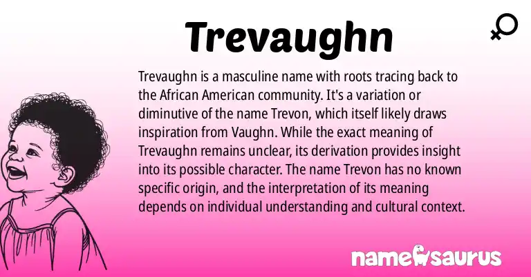 Infographic about Trevaughn name meaning, Trevaughn is a name from African American origin(s).