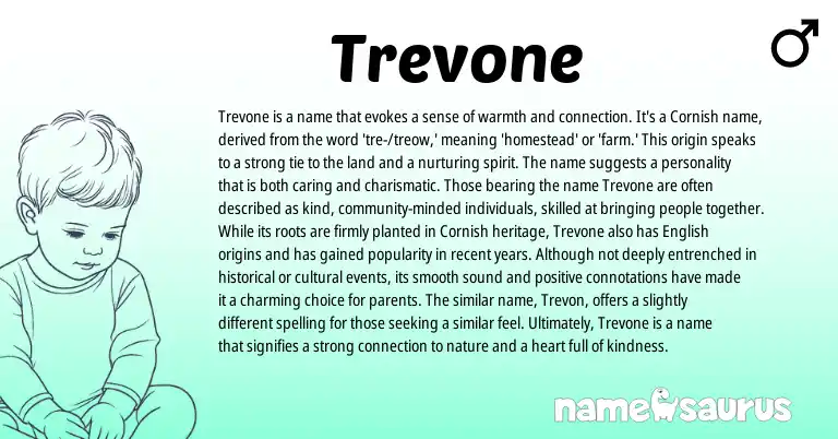 Infographic about Trevone name meaning, Trevone is a name from Cornish origin(s).