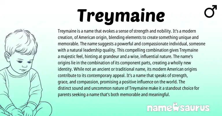 Infographic about Treymaine name meaning, Treymaine is a name from Other origin(s).