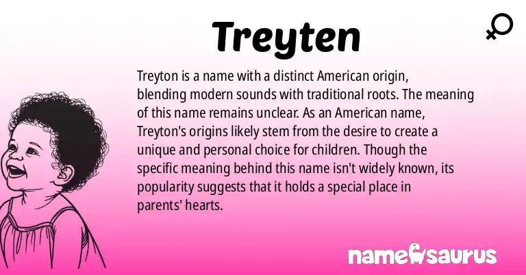 Infographic about Treyten name meaning, Treyten is a name from American origin(s).