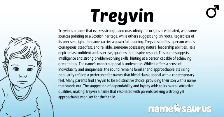 Infographic about Treyvin name meaning, Treyvin is a name from Scottish origin(s).