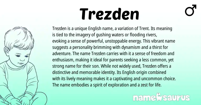 Infographic about Trezden name meaning, Trezden is a name from English origin(s).
