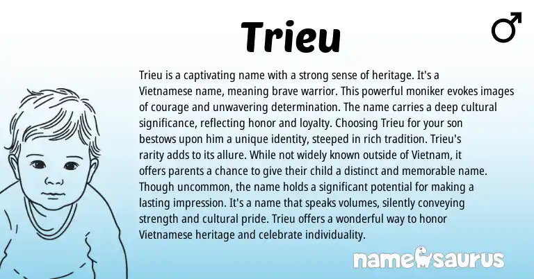Infographic about Trieu name meaning, Trieu is a name from Vietnamese origin(s).