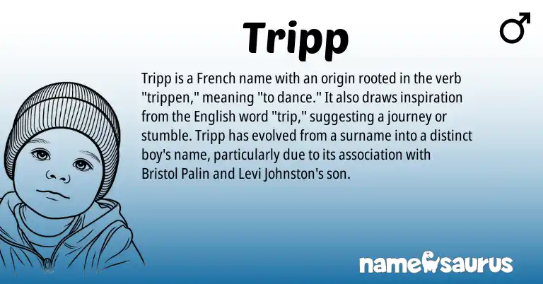 Infographic about Tripp name meaning, Tripp is a name from English, French origin(s).