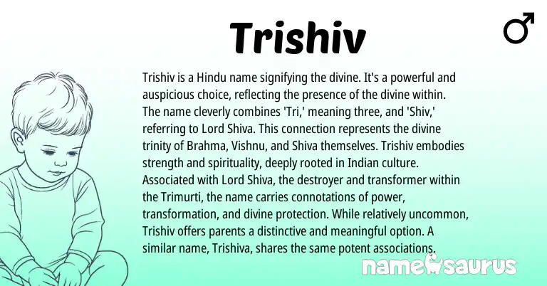 Infographic about Trishiv name meaning, Trishiv is a name from Hindu, Sanskrit origin(s).
