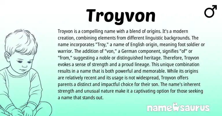 Infographic about Troyvon name meaning, Troyvon is a name from Germanic, English origin(s).