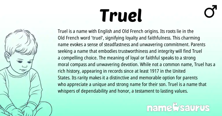 Infographic about Truel name meaning, Truel is a name from French, English origin(s).