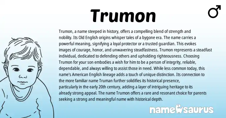 Infographic about Trumon name meaning, Trumon is a name from English origin(s).