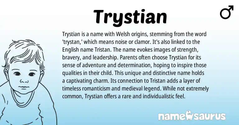 Infographic about Trystian name meaning, Trystian is a name from Welsh origin(s).