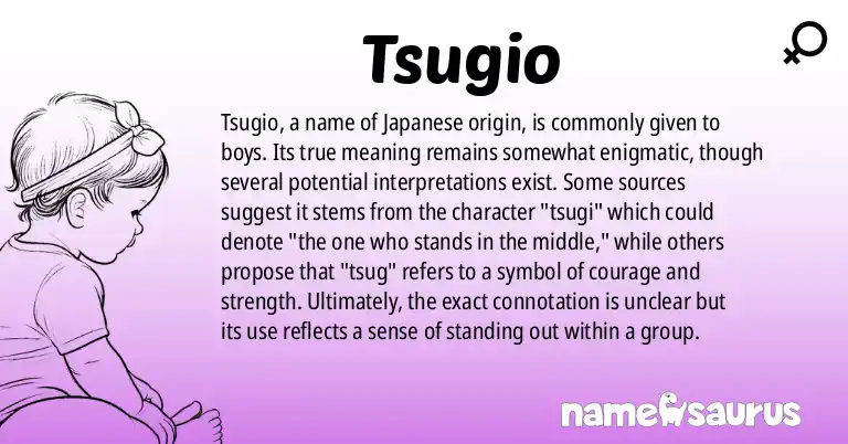 Infographic about Tsugio name meaning, Tsugio is a name from Japanese origin(s).