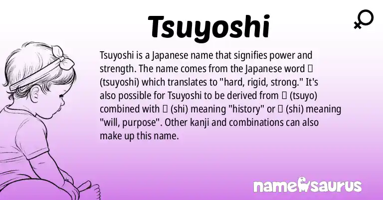 Infographic about Tsuyoshi name meaning, Tsuyoshi is a name from Japanese origin(s).