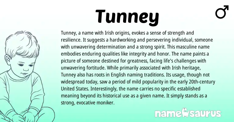 Infographic about Tunney name meaning, Tunney is a name from Irish origin(s).