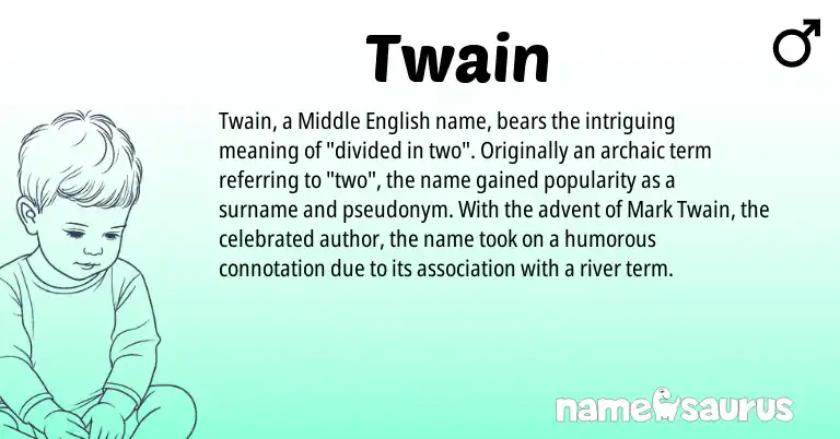 Infographic about Twain name meaning, Twain is a name from Middle English origin(s).