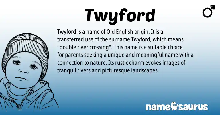 Infographic about Twyford name meaning, Twyford is a name from Old English origin(s).
