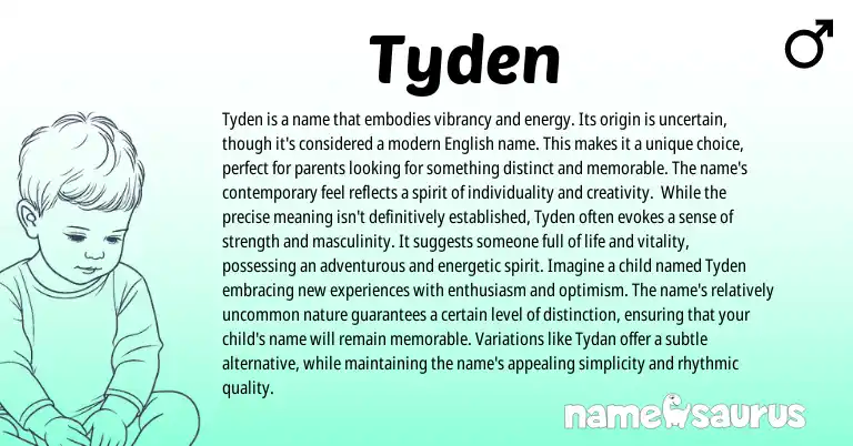 Infographic about Tyden name meaning, Tyden is a name from English origin(s).