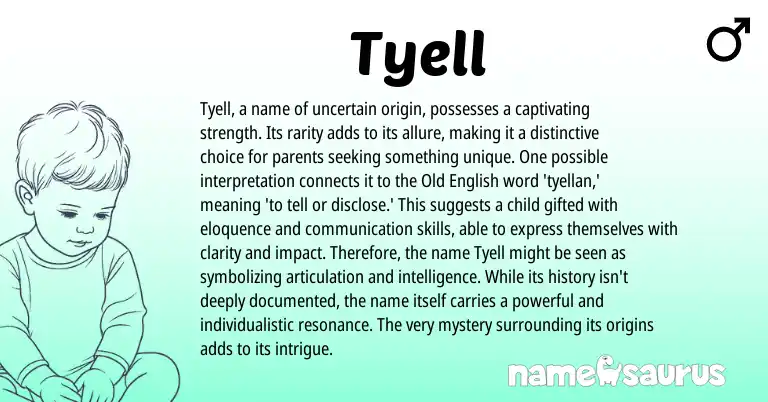 Infographic about Tyell name meaning, Tyell is a name from English origin(s).