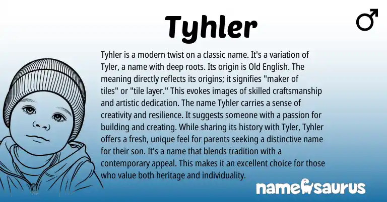 Infographic about Tyhler name meaning, Tyhler is a name from English origin(s).