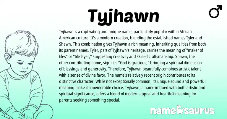 Infographic about Tyjhawn name meaning, Tyjhawn is a name from English origin(s).