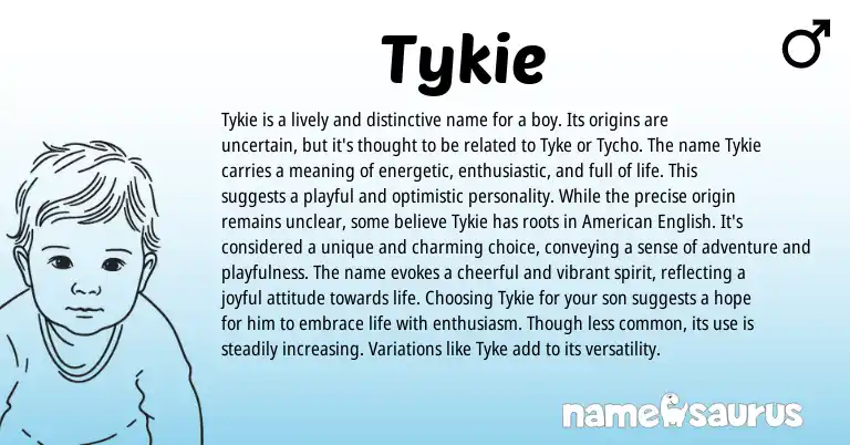 Infographic about Tykie name meaning, Tykie is a name from American origin(s).