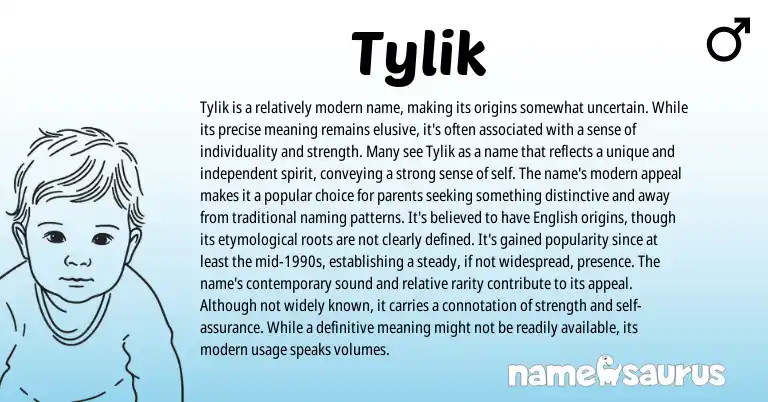 Infographic about Tylik name meaning, Tylik is a name from English origin(s).