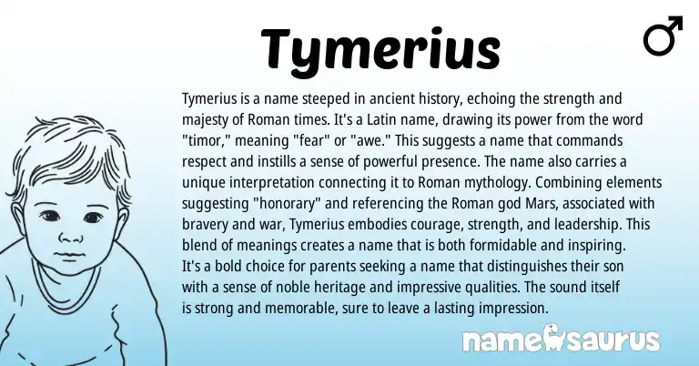 Infographic about Tymerius name meaning, Tymerius is a name from Roman origin(s).