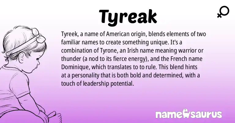 Infographic about Tyreak name meaning, Tyreak is a name from American origin(s).
