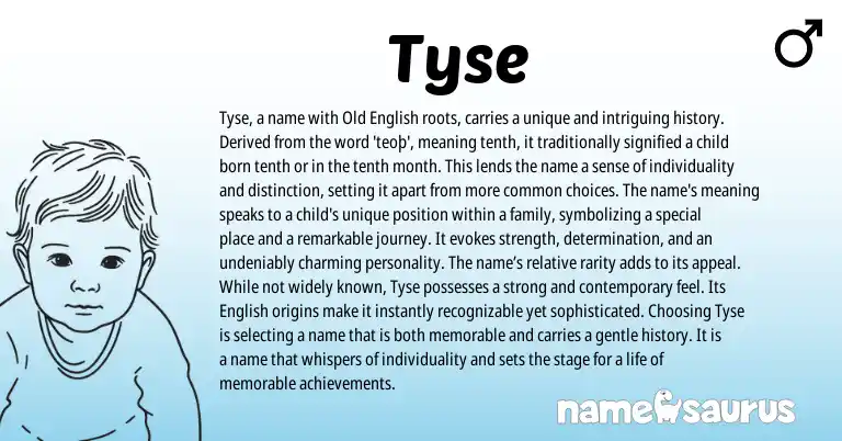 Infographic about Tyse name meaning, Tyse is a name from English origin(s).