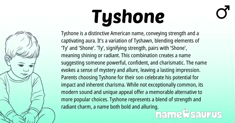Infographic about Tyshone name meaning, Tyshone is a name from American origin(s).