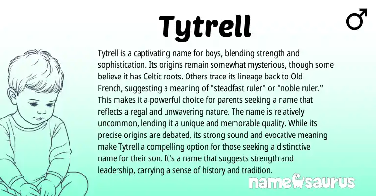 Infographic about Tytrell name meaning, Tytrell is a name from French origin(s).