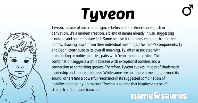 Infographic about Tyveon name meaning, Tyveon is a name from American origin(s).