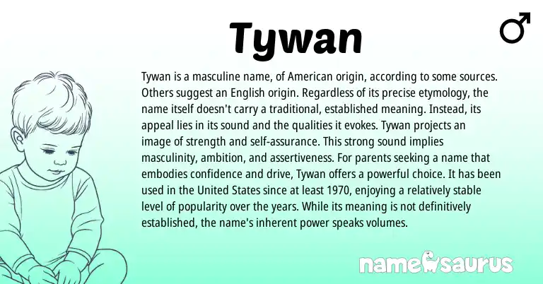 Infographic about Tywan name meaning, Tywan is a name from American origin(s).